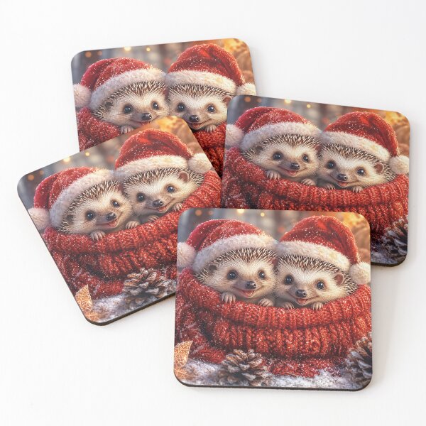 Item preview, Cute Christmas Hedgehogs Sharing a Festive Jumper designed and sold by acceleratorhams.