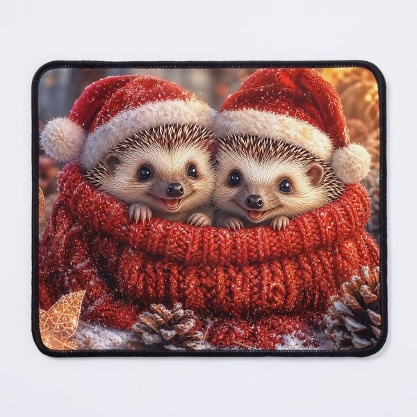 Item preview, Cute Christmas Hedgehogs Sharing a Festive Jumper designed and sold by acceleratorhams.
