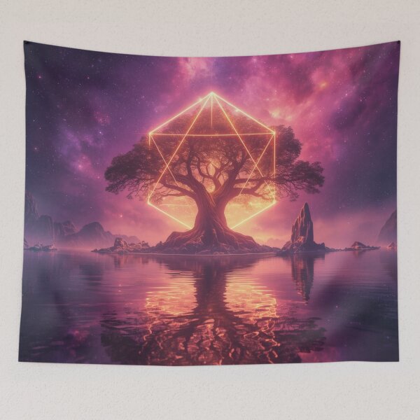 Item preview, Cosmic Tree of Life with Glowing Merkaba Prism designed and sold by monkeybusiness.pt.