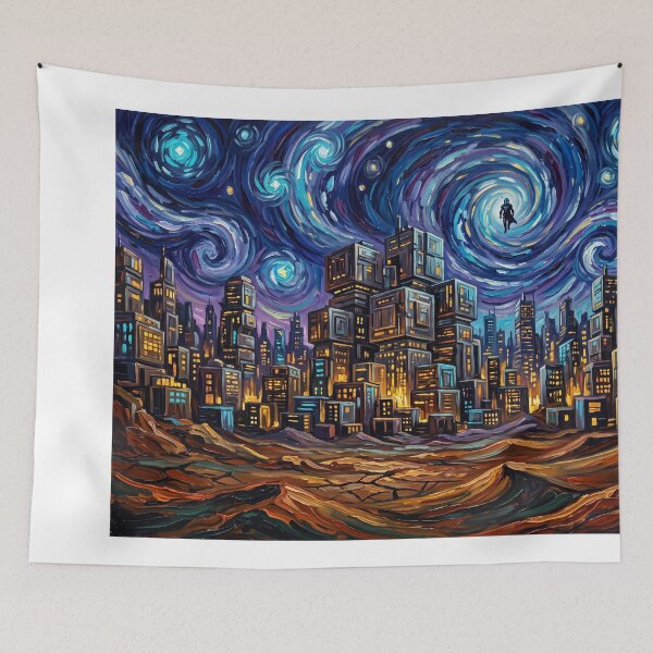Item preview, Mandalore Starry Night Sci-Fi Landscape designed and sold by Bad-Decisions-Designs.