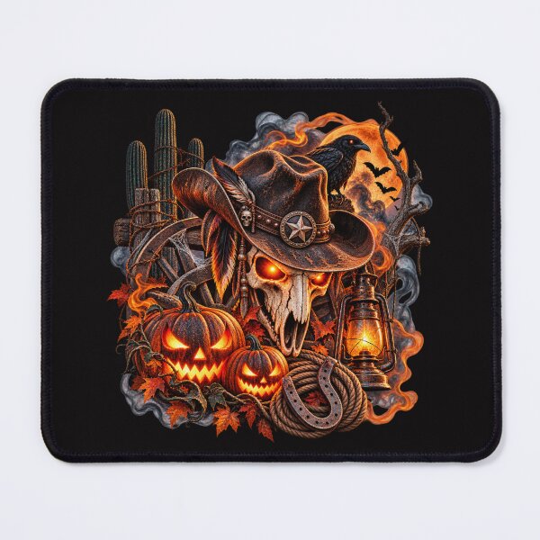 Item preview, Western Halloween Skull – Spooky Cowboy Pumpkin designed and sold by Quarterhorses.