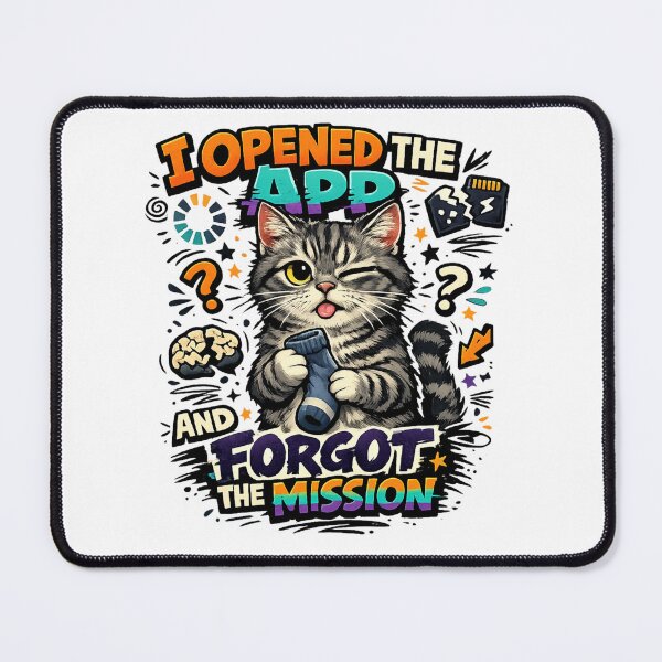 Item preview, Funny Opened App Forgot The Mission Cat designed and sold by UvooArt.