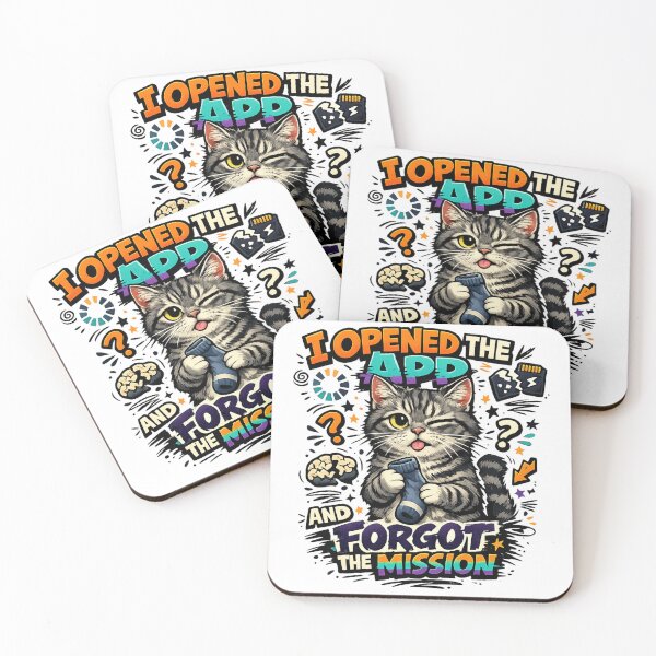 Item preview, Funny Opened App Forgot The Mission Cat designed and sold by UvooArt.