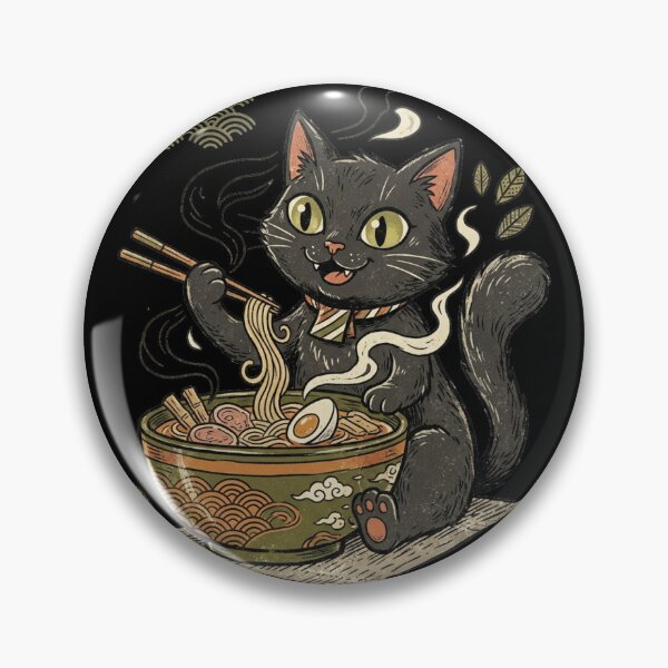Item preview, Cute Black Cat Eating Ramen Japanese Kawaii Illustration Design designed and sold by @SHINTOSARTSTORE.