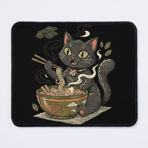 Item preview, Cute Black Cat Eating Ramen Japanese Kawaii Illustration Design designed and sold by @SHINTOSARTSTORE.