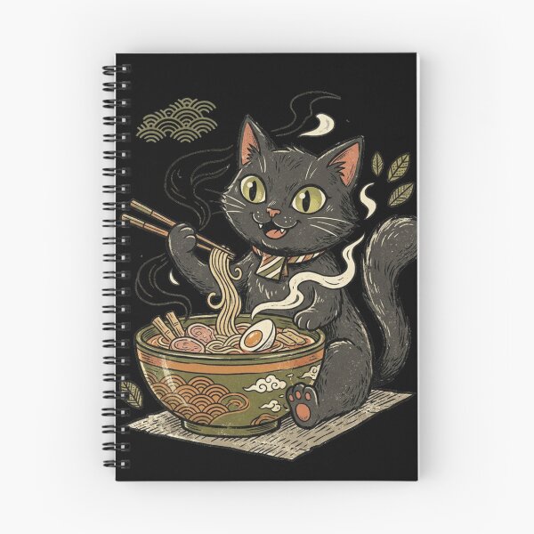 Item preview, Cute Black Cat Eating Ramen Japanese Kawaii Illustration Design designed and sold by @SHINTOSARTSTORE.