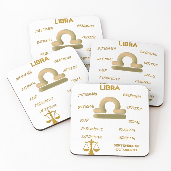 Item preview, Libra Zodiac Sign Astrology Symbol Horoscope - Metallic Gold & White designed and sold by ZODIARA.
