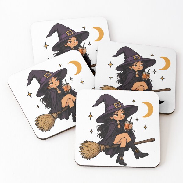 Item preview, Cute Witch Riding a Broomstick – Magical Halloween Witch designed and sold by kstheladesigns.