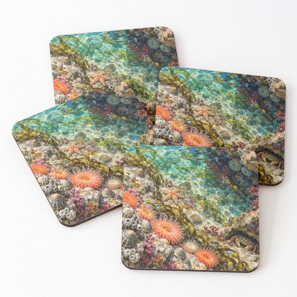 Item preview, Desktop Tidepool – Vibrant Coastal Marine Life Acrylic Block designed and sold by astersgraphics.