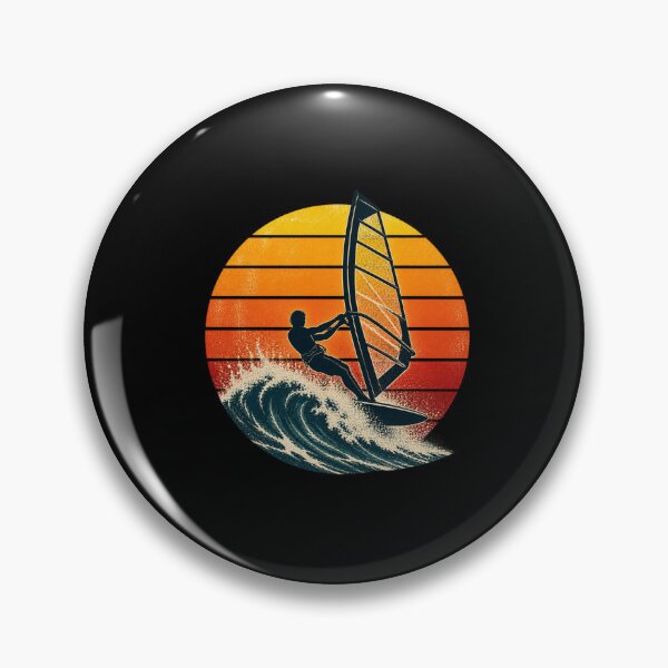 Item preview, Retro Windsurfing Sunset Windsurfer Wave Riding Vintage designed and sold by Whirx.
