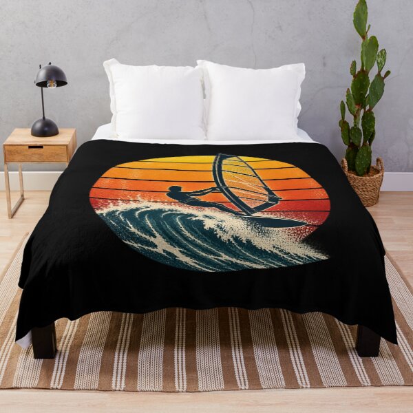 Item preview, Retro Windsurfing Sunset Windsurfer Wave Riding Vintage designed and sold by Whirx.