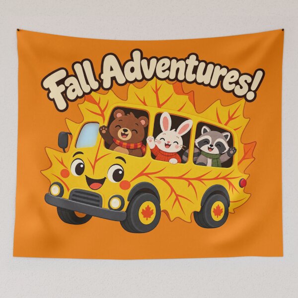 Item preview, Fall adventures with animal friends in a leaf bus designed and sold by Rue Design Company.