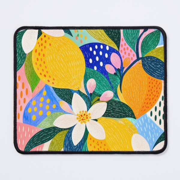 Item preview, Colorful Lemon Garden, Whimsical Citrus Folk Art designed and sold by TinyBirdyDesigns.