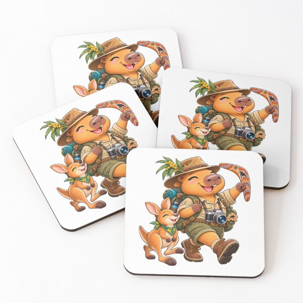 Item preview, Cute Australia Capybara – Outback Kangaroo Travel Adventure designed and sold by CapybaraTravels.