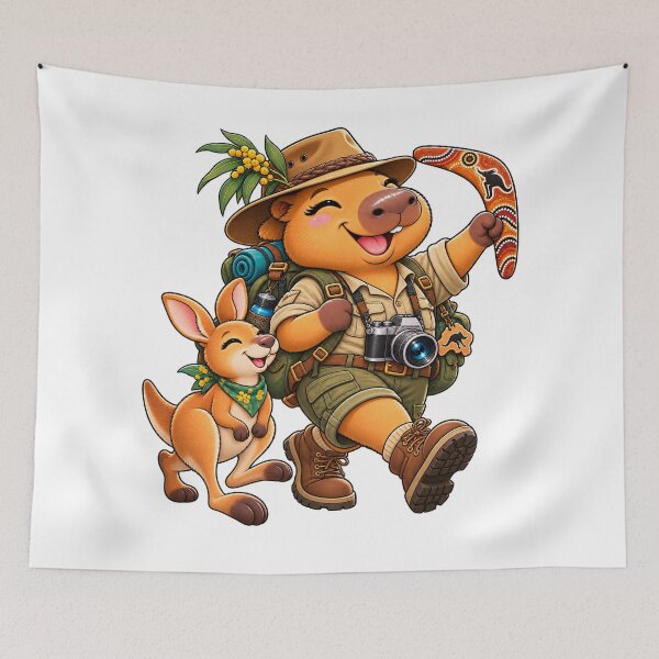 Item preview, Cute Australia Capybara – Outback Kangaroo Travel Adventure designed and sold by CapybaraTravels.