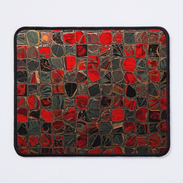 Item preview, Gaudi Inspired Red Grid Pebble Mosaic Tile Pattern designed and sold by GrinGalore.
