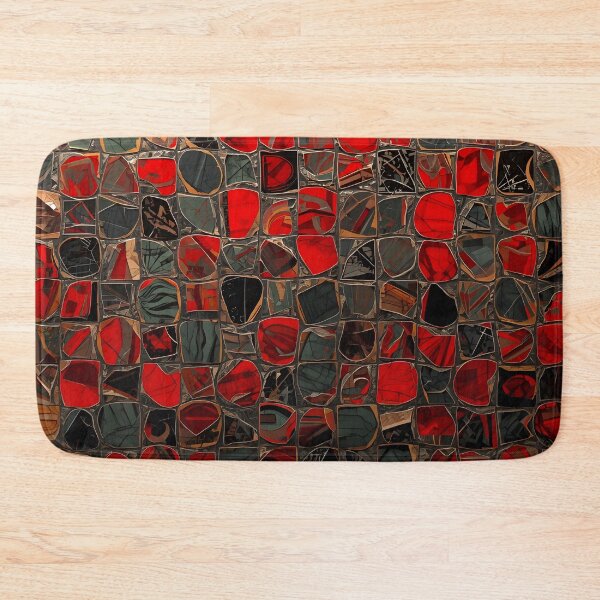 Item preview, Gaudi Inspired Red Grid Pebble Mosaic Tile Pattern designed and sold by GrinGalore.