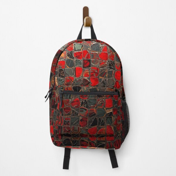 Item preview, Gaudi Inspired Red Grid Pebble Mosaic Tile Pattern designed and sold by GrinGalore.