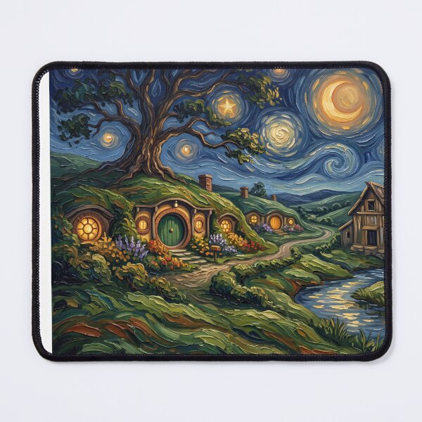 Item preview, The Shire Starry Night Fantasy Landscape designed and sold by Bad-Decisions-Designs.
