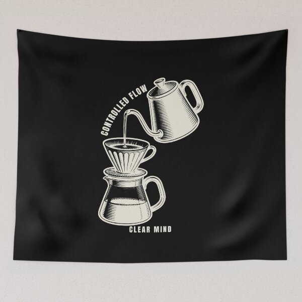 Item preview, Controlled Flow Pour Over Coffee Linocut Dark Aesthetic Art designed and sold by wildsilencee.