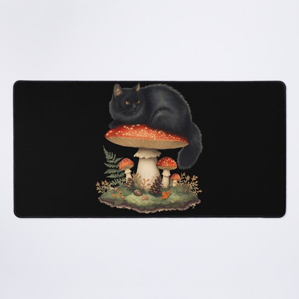Item preview, Vintage Black Cat on Amanita Mushroom Dark Cottagecore Sticker designed and sold by Youram.
