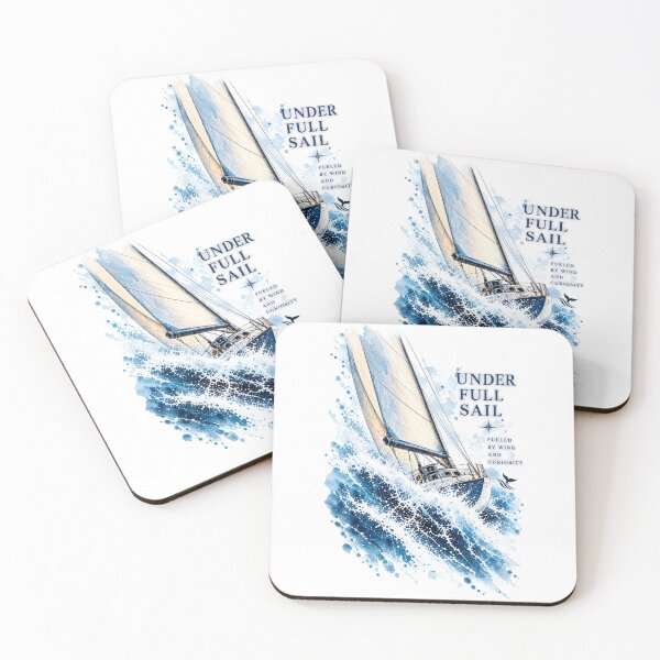 Item preview, Under Full Sail – Sailing Adventure & Ocean Watercolor Design designed and sold by NAUSPHERAL.