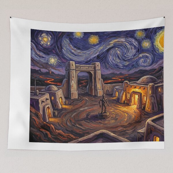 Item preview, Nevarro Starry Night Sci-Fi Landscape designed and sold by Bad-Decisions-Designs.