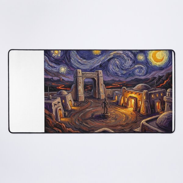 Item preview, Nevarro Starry Night Sci-Fi Landscape designed and sold by Bad-Decisions-Designs.
