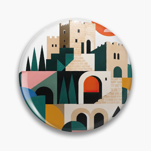 Item preview, Geometric architectural poster depicting a stylized desert castl designed and sold by ckybe.