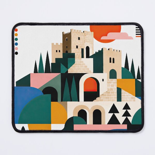 Item preview, Geometric architectural poster depicting a stylized desert castl designed and sold by ckybe.