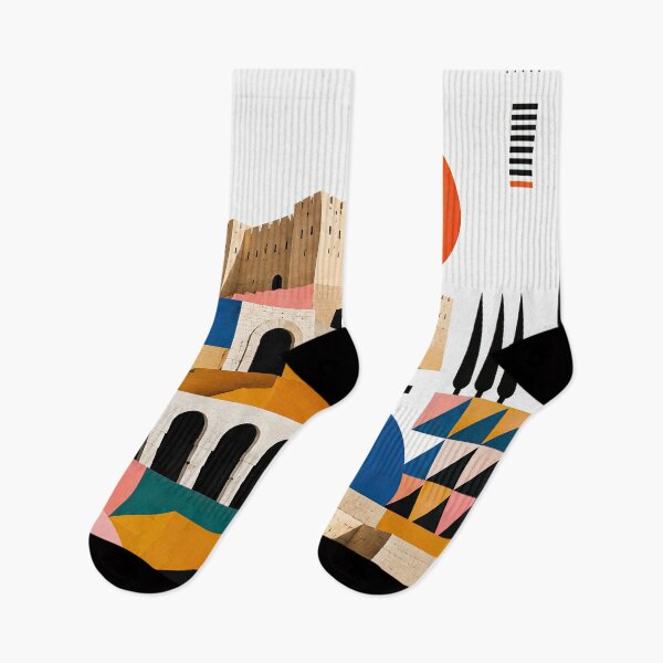 Item preview, Geometric editorial illustration of a historic desert fortress designed and sold by ckybe.