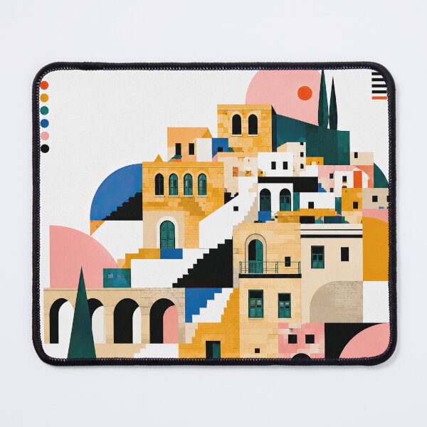 Item preview, Geometric architectural cityscape poster featuring colorful Medi designed and sold by ckybe.