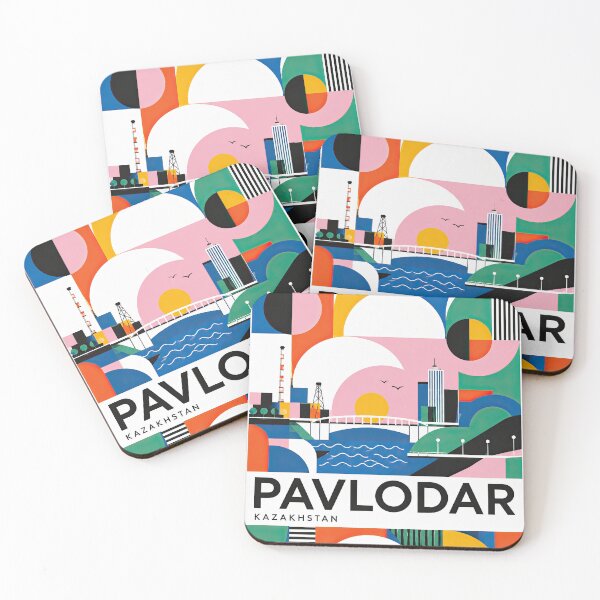 Item preview, Colorful geometric travel poster featuring Pavlodar, Kazakhstan, designed and sold by ckybe.