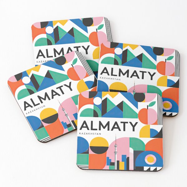 Item preview, Colorful geometric poster featuring the word ALMATY, abstract designed and sold by ckybe.