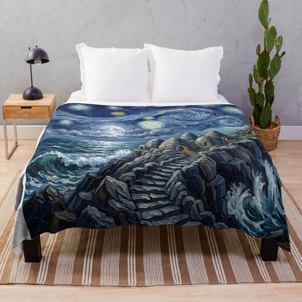 Item preview, Ahch-To Starry Night Sci-Fi Landscape designed and sold by Bad-Decisions-Designs.