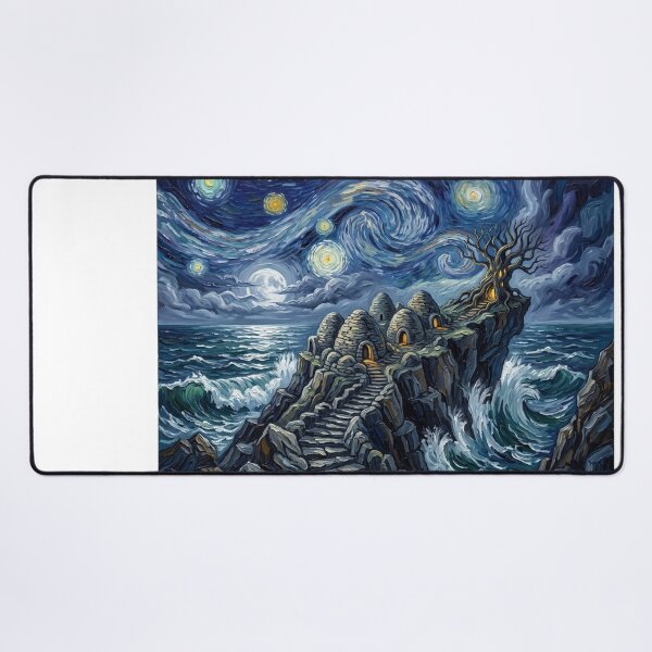 Item preview, Ahch-To Starry Night Sci-Fi Landscape designed and sold by Bad-Decisions-Designs.