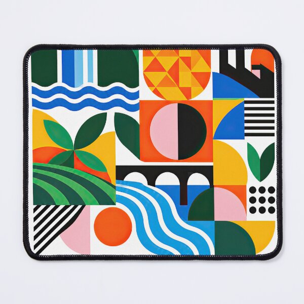 Item preview, Colorful geometric poster featuring waterfalls, tropical plants, designed and sold by ckybe.