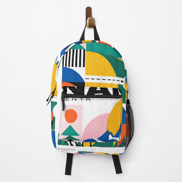Item preview, Colorful geometric travel poster depicting Mount Kenya, wildlife designed and sold by ckybe.