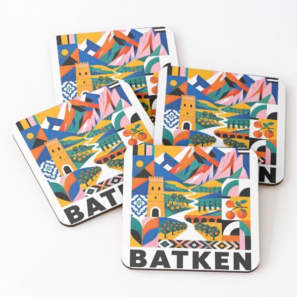 Item preview, Colorful geometric travel poster featuring Kyrgyzstan landscapes designed and sold by ckybe.