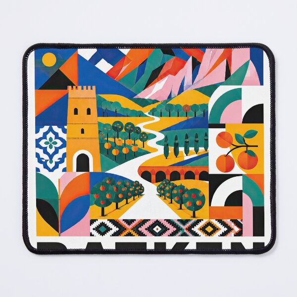 Item preview, Colorful geometric travel poster featuring Kyrgyzstan landscapes designed and sold by ckybe.