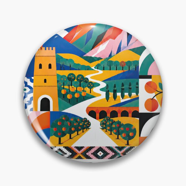 Item preview, Colorful geometric travel poster featuring Kyrgyzstan landscapes designed and sold by ckybe.