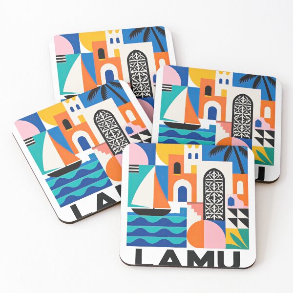 Item preview, Colorful geometric travel poster featuring a sailboat, palm designed and sold by ckybe.