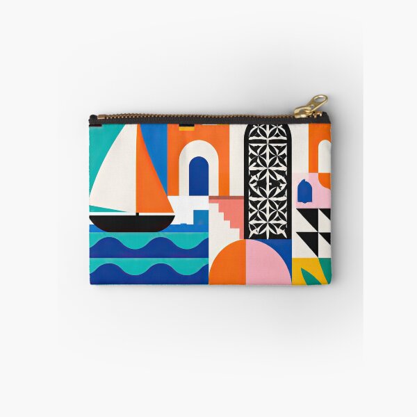 Item preview, Colorful geometric travel poster featuring a sailboat, palm designed and sold by ckybe.