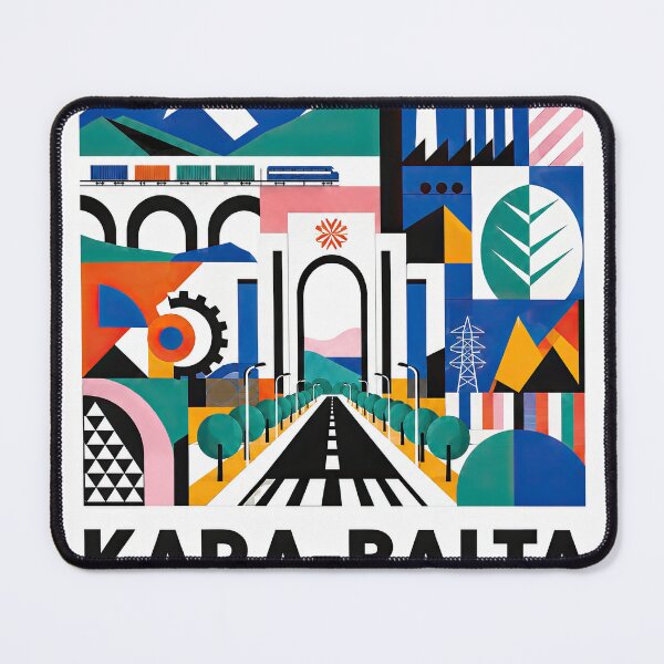 Item preview, Geometric travel poster for Kara-Balta, Kyrgyzstan, featuring st designed and sold by ckybe.