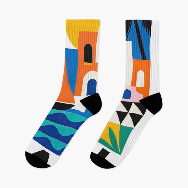Item preview, Colorful geometric travel poster featuring a sailboat, palm designed and sold by ckybe.