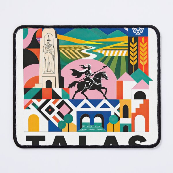 Item preview, Colorful geometric travel poster celebrating Kyrgyzstan with mou designed and sold by ckybe.