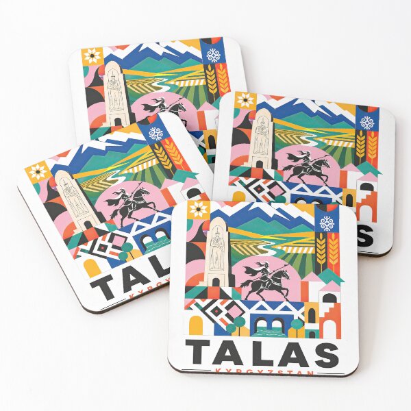 Item preview, Colorful geometric travel poster celebrating Kyrgyzstan with mou designed and sold by ckybe.