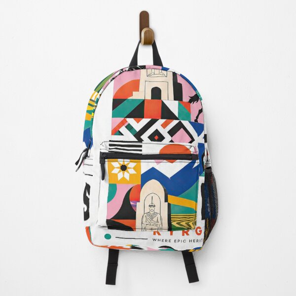 Item preview, Colorful geometric travel poster celebrating Kyrgyzstan with mou designed and sold by ckybe.