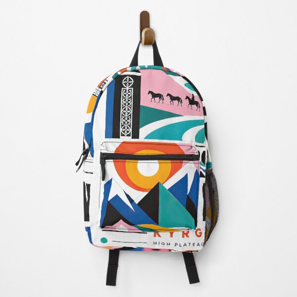 Item preview, Colorful geometric travel poster celebrating Naryn, Kyrgyzstan w designed and sold by ckybe.