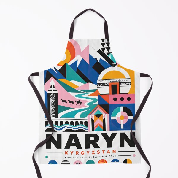 Item preview, Colorful geometric travel poster celebrating Naryn, Kyrgyzstan w designed and sold by ckybe.
